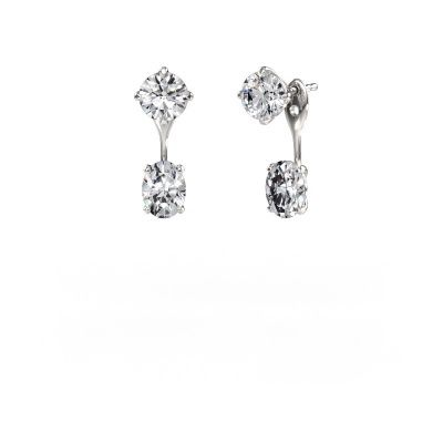 Drop earrings Kate RND-OVL 950 platinum diamond 4.20 crt