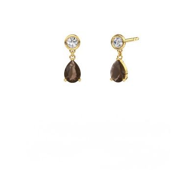 Drop earrings Lacey PER 585 gold smokey quartz 7x5 mm