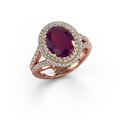 Engagement ring Elvie 585 rose gold rhodolite 10x8 mm