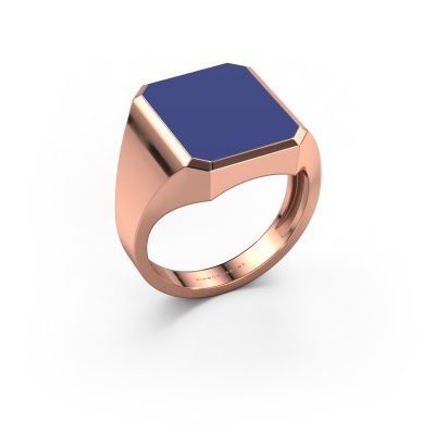 Signet ring Lars 4 light 585 rose gold blue enamel 15x12 mm