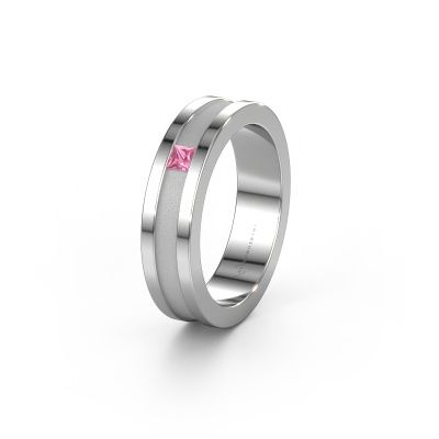 Wedding ring WH2001L 950 platinum pink sapphire ±0.20x0.08 in