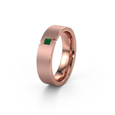 Wedding ring WH2040L 585 rose gold emerald ±5,5x2.2 mm