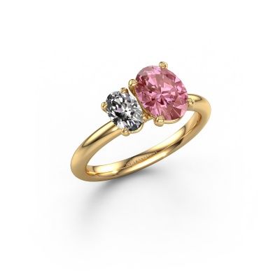 Engagement ring Toi et Moi OVL-OVL 585 gold pink lab grown diamond 8x6 mm