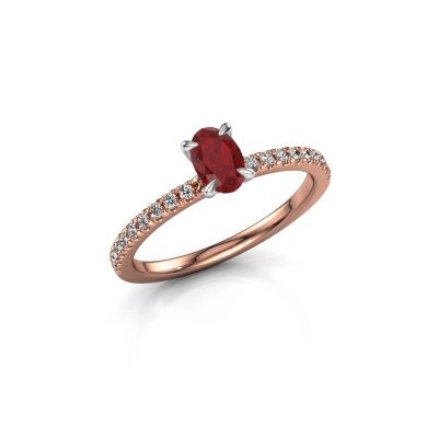 Engagement ring Crystal OVL 2 585 rose gold ruby 6x4 mm