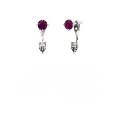 Pendants d'oreilles Kate RND-PER 950 platine rhodolite 5 mm
