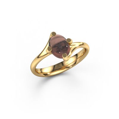 Ring Nora 585 gold smokey quartz 8x6 mm