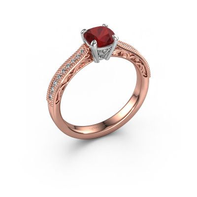Engagement ring Shonta CUS 585 rose gold ruby 5.5 mm