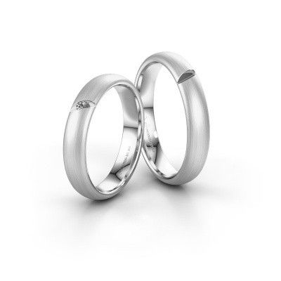 Wedding rings set WH0176LM34AP ±0.16x0.07 in 14 Carat white gold diamond 0.025 crt
