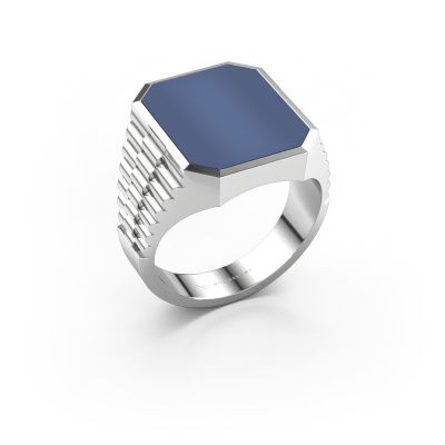 Signet ring Brent 4 585 white gold blue sardonyx 16x13 mm