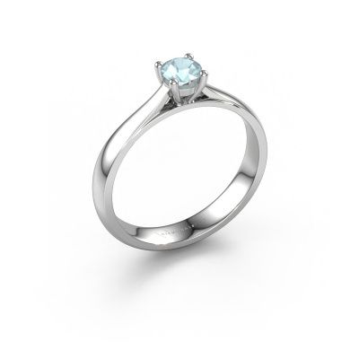 Bague de fiançailles Sam 585 or blanc aigue-marine 4.2 mm