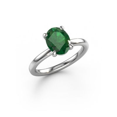 Engagement ring Simone OVL 1 585 white gold emerald 9x7 mm
