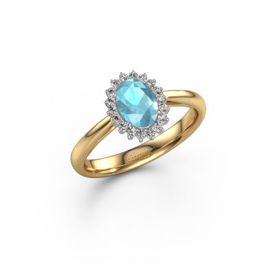Engagement ring Tilly ovl 1 585 gold blue topaz 7x5 mm