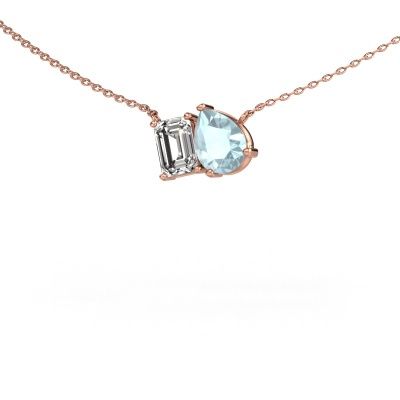 Pendant Toi et Moi PER EME 585 rose gold aquamarine 8x6 mm