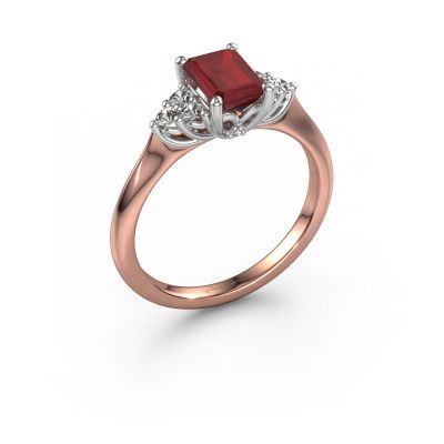 Engagement ring Felipa EME 585 rose gold ruby 7x5 mm