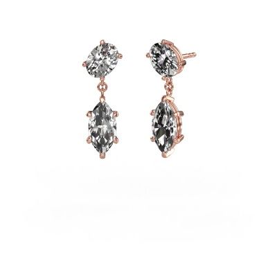 Pendants d'oreilles Toi et Moi OVL-MRQ 585 or rose diamant synthétique 5.20 crt
