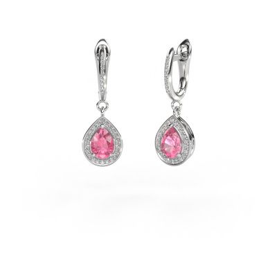 Pendants d'oreilles Ginger 2 950 platine saphir rose 7x5 mm