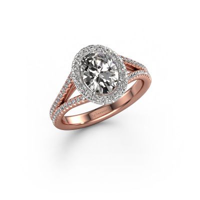Engagement ring Verla ovl 2 585 rose gold lab grown diamond 1.49 crt