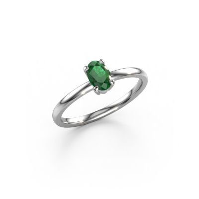 Engagement ring Lynelle 1 585 white gold emerald 6x4 mm