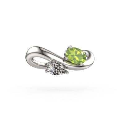Engagement ring Chloe OVL-PER 585 white gold peridot 6.5x4.5 mm