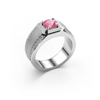 Heren ring Maarten 950 platina roze saffier 6.5 mm