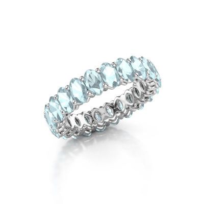 Stackable ring Heddy OVL 3x5 585 white gold aquamarine 5x3 mm