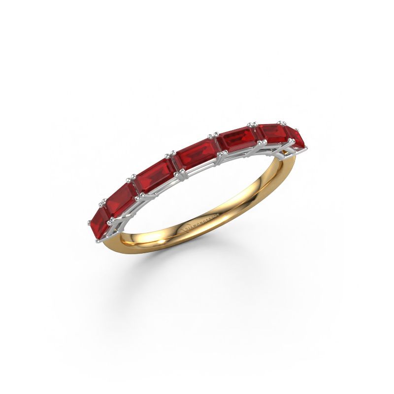 Ring Vivienne half EME 585 goud robijn 4x2 mm