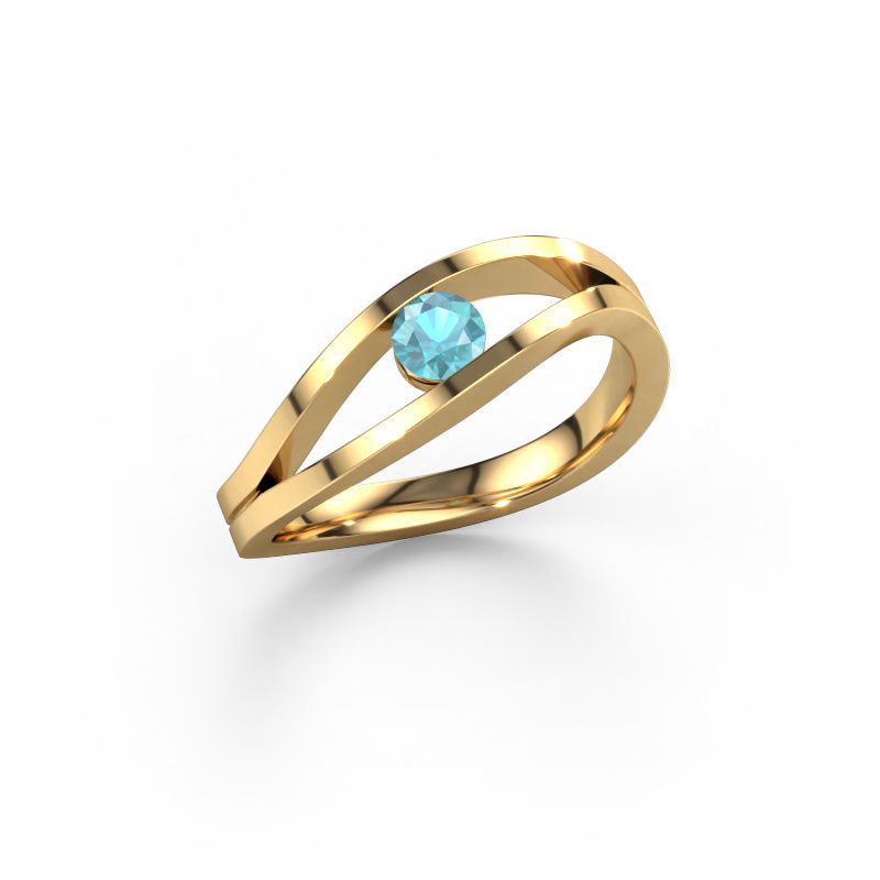 Engagement ring Sigrid 1 585 gold blue topaz 3.7 mm