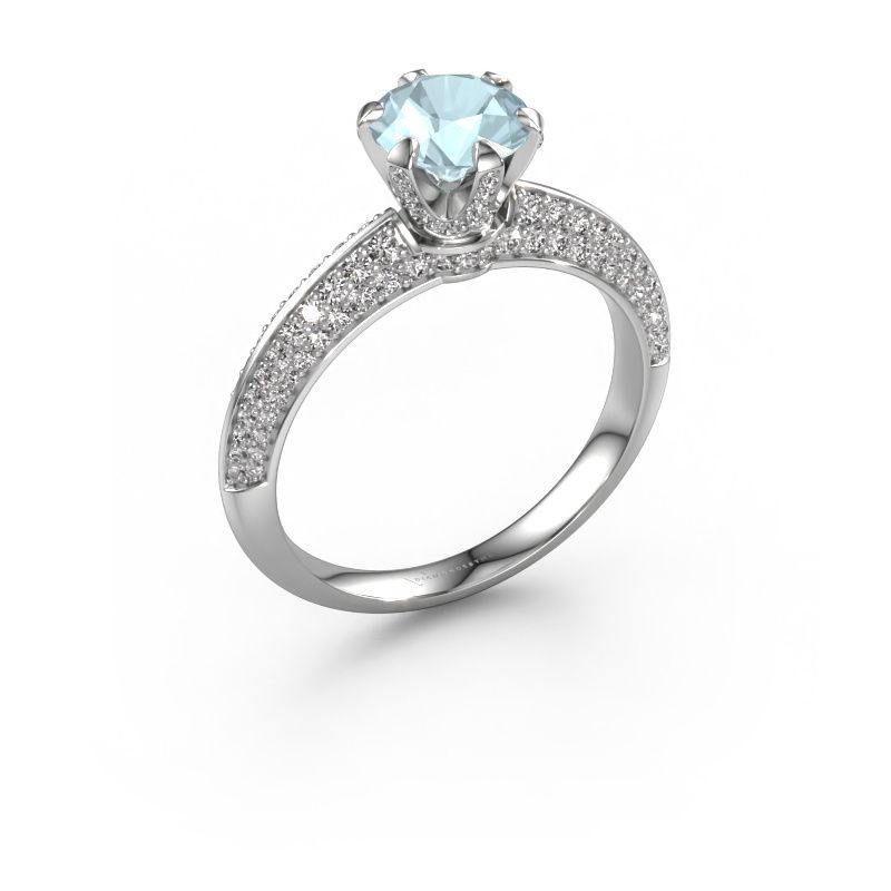 Engagement ring Abby 585 white gold aquamarine 6.5 mm