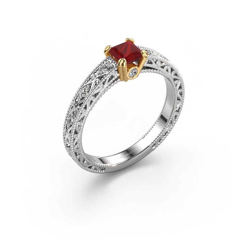 Verlobungsring Ardella 585 Weißgold Rubin 4 mm