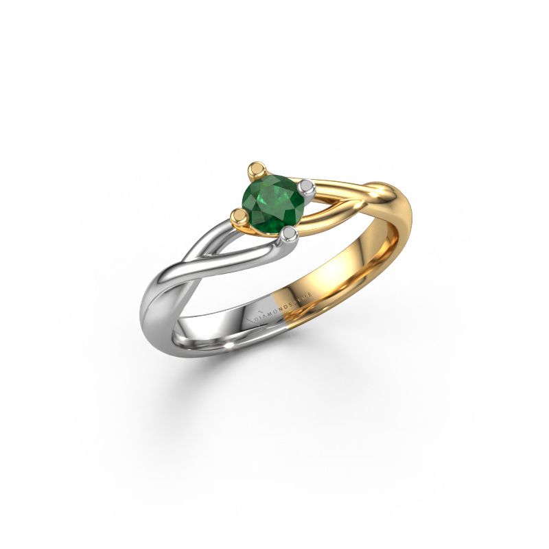 Verlovingsring Paulien 585 goud smaragd 4 mm