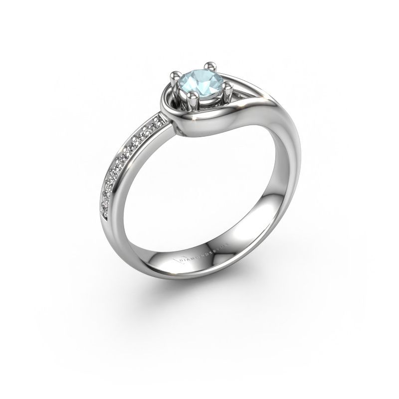 Ring Zara 585 witgoud aquamarijn 4 mm