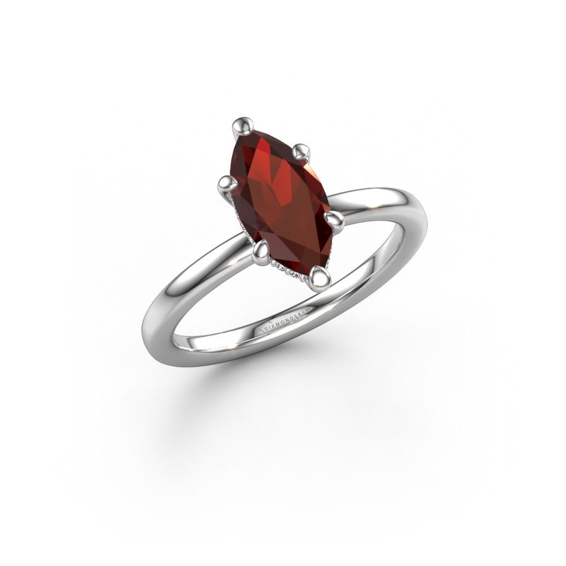 Engagement ring Simone MRQ 2 585 white gold garnet 11x5.5 mm