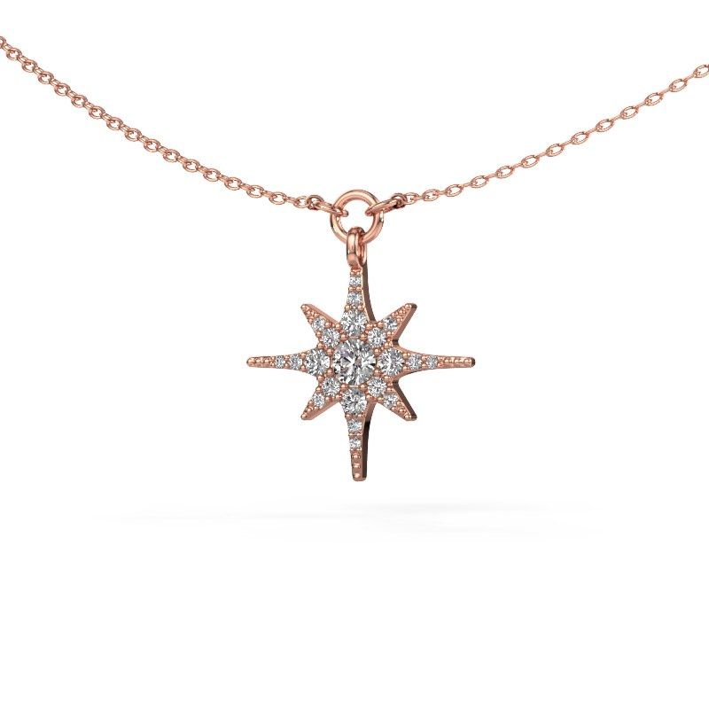 Collier Star 585 or rose diamant 0.29 crt