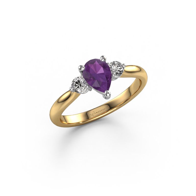 Verlobungsring Lieselot PER 585 Gold Amethyst 7x5 mm