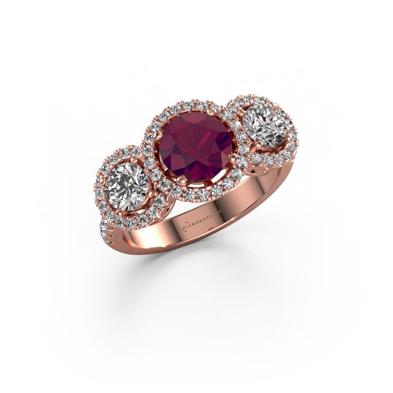 Bague Lacie 585 or rose rhodolite 6.5 mm