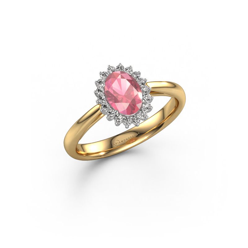 Anello di fidanzamento Tilly ovl 1 585 oro tormalina rosa 7x5 mm