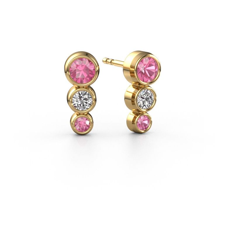 Ohrsteckers Linda 585 Gold Pink Saphir 3 mm