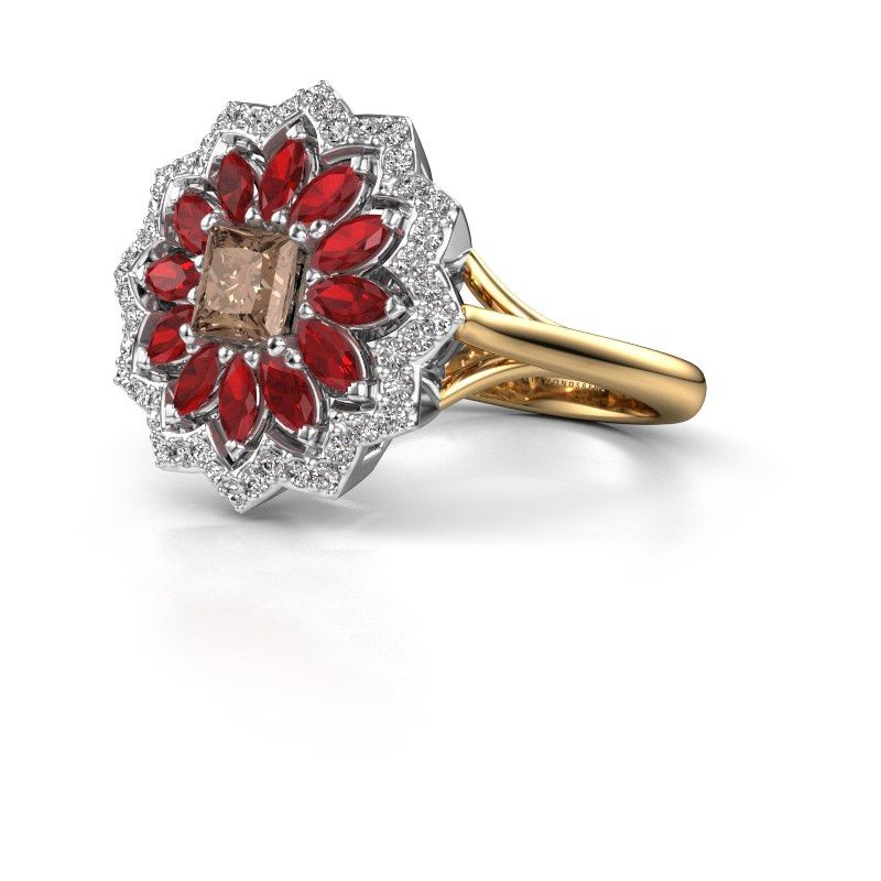 Image of Engagement ring Franka 585 gold brown diamond 0.62 crt