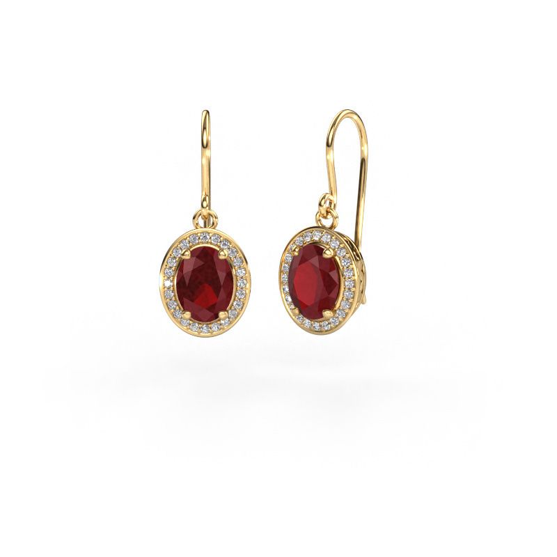 Drop earrings Latesha 585 gold ruby 7x5 mm