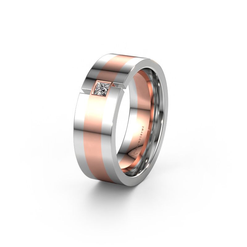 Alliance WH2042P 585 or rose diamant synthétique ±7x2.4 mm