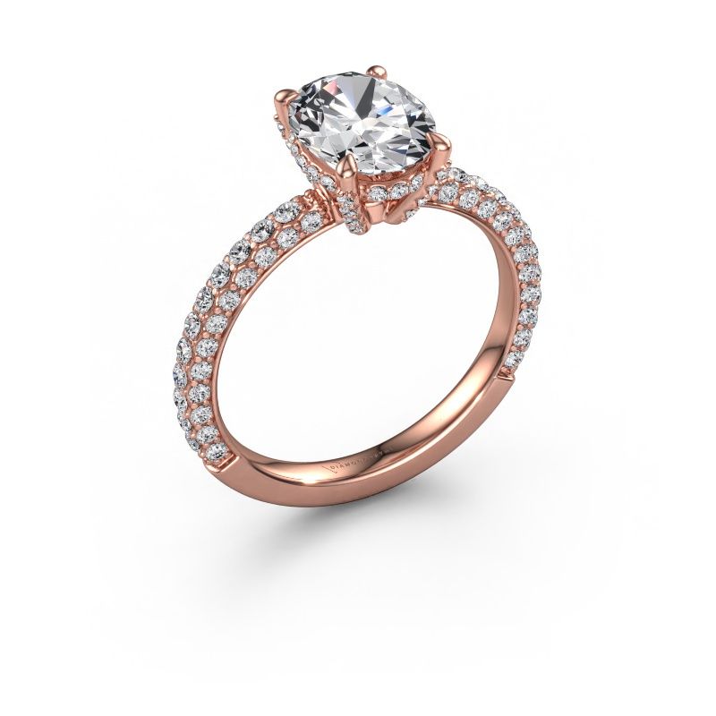 Engagement ring Saskia 2 OVL 585 rose gold lab grown diamond 2.508 crt