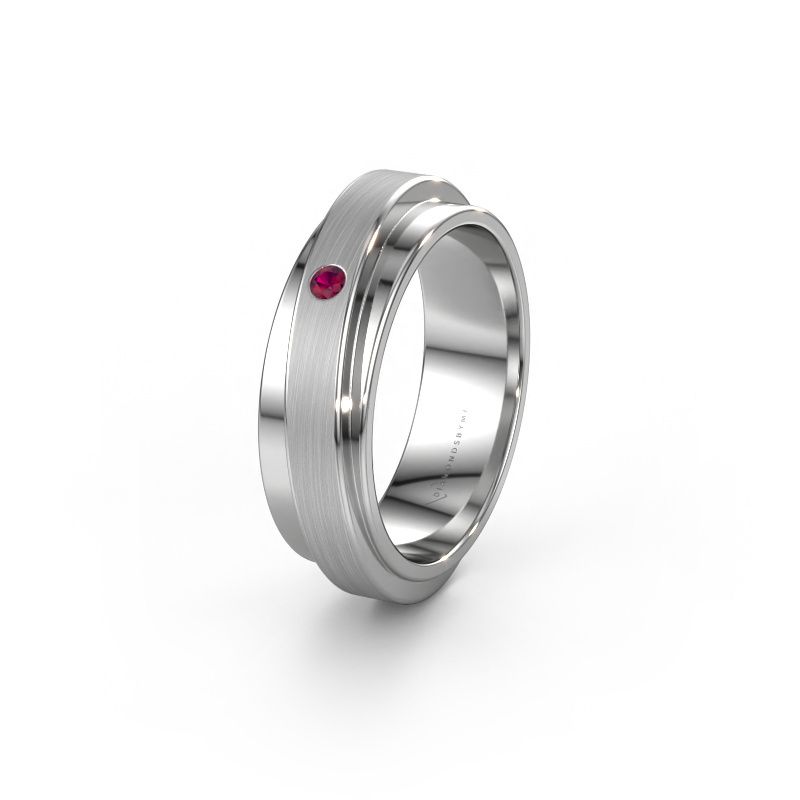 Bague de mariage WH2220L16D 585 or blanc rhodolite ±6 x 2,2 mm