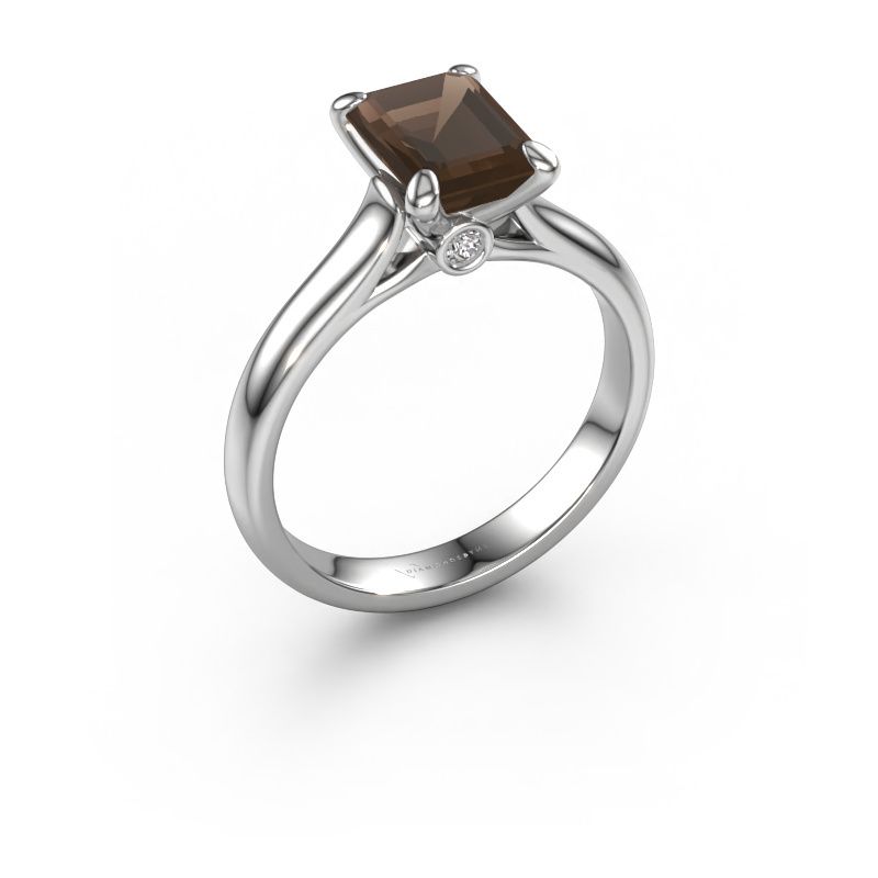 Verlovingsring Valorie eme 1 585 witgoud rookkwarts 9x7 mm