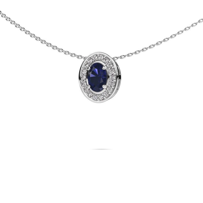 Kette Madelon 585 Weißgold Saphir 6x4 mm