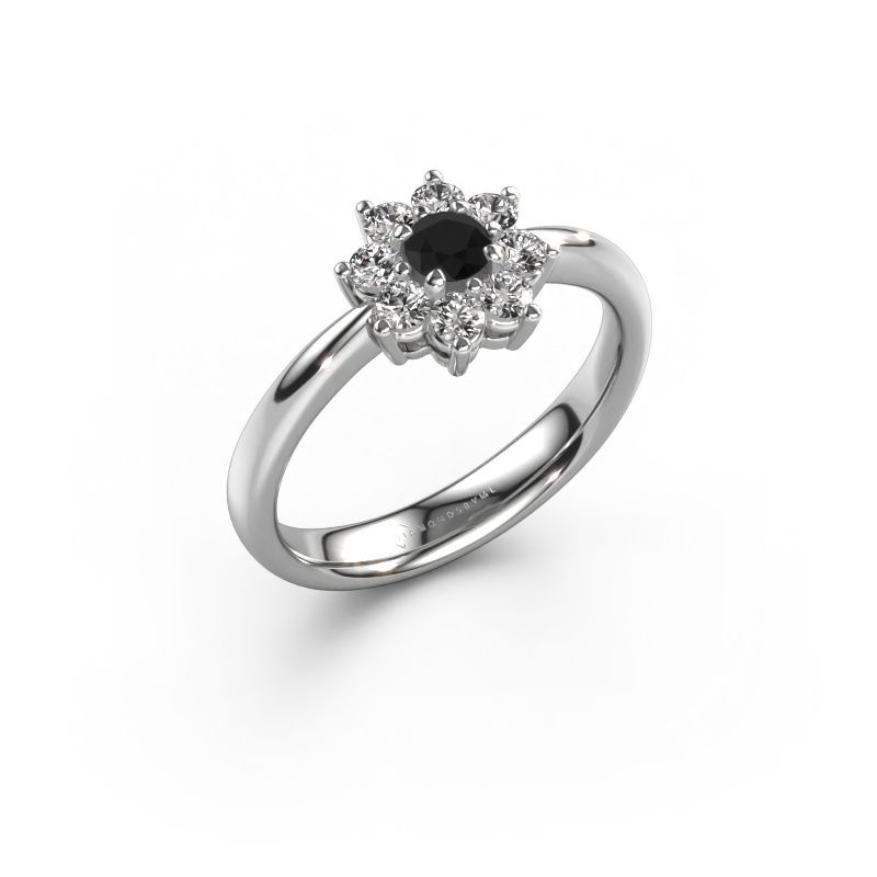 Engagement ring Camille 1 585 white gold black diamond 0.18 crt