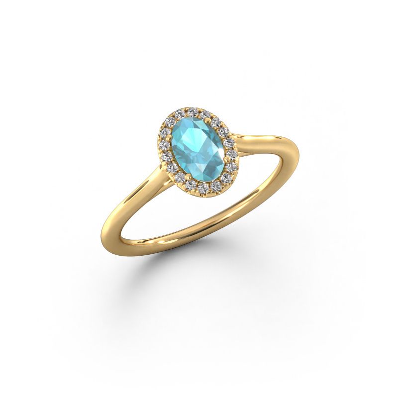 Verlovingsring Seline ovl 1 585 goud blauw topaas 6x4 mm