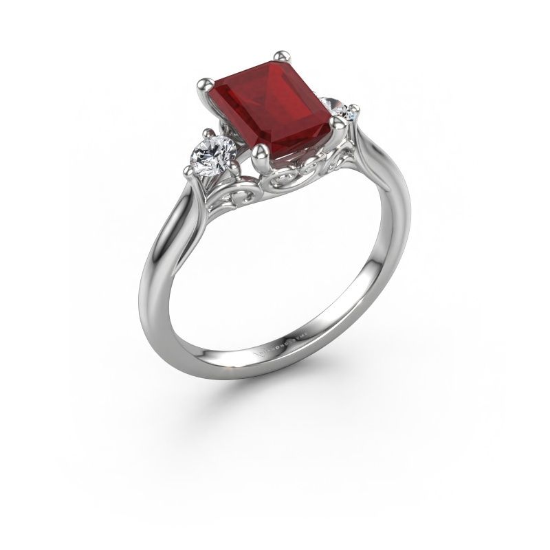 Verlovingsring Laurian EME 950 platina robijn 8x6 mm