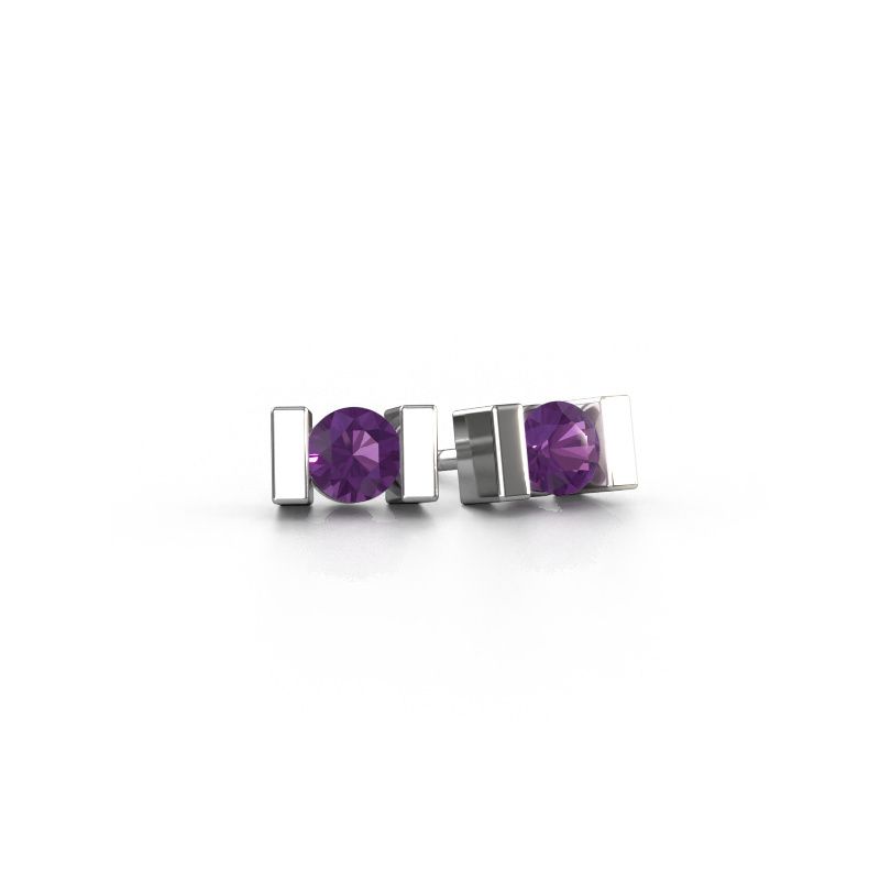 Stud earrings Lieve 950 platinum amethyst 3.7 mm