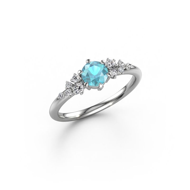Engagement ring Royce RND 950 platinum blue topaz 5 mm