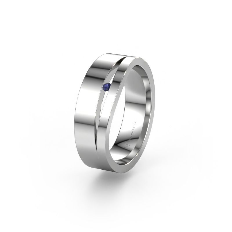 Trouwring WH6000L16AP 585 witgoud saffier ±6x1.7 mm